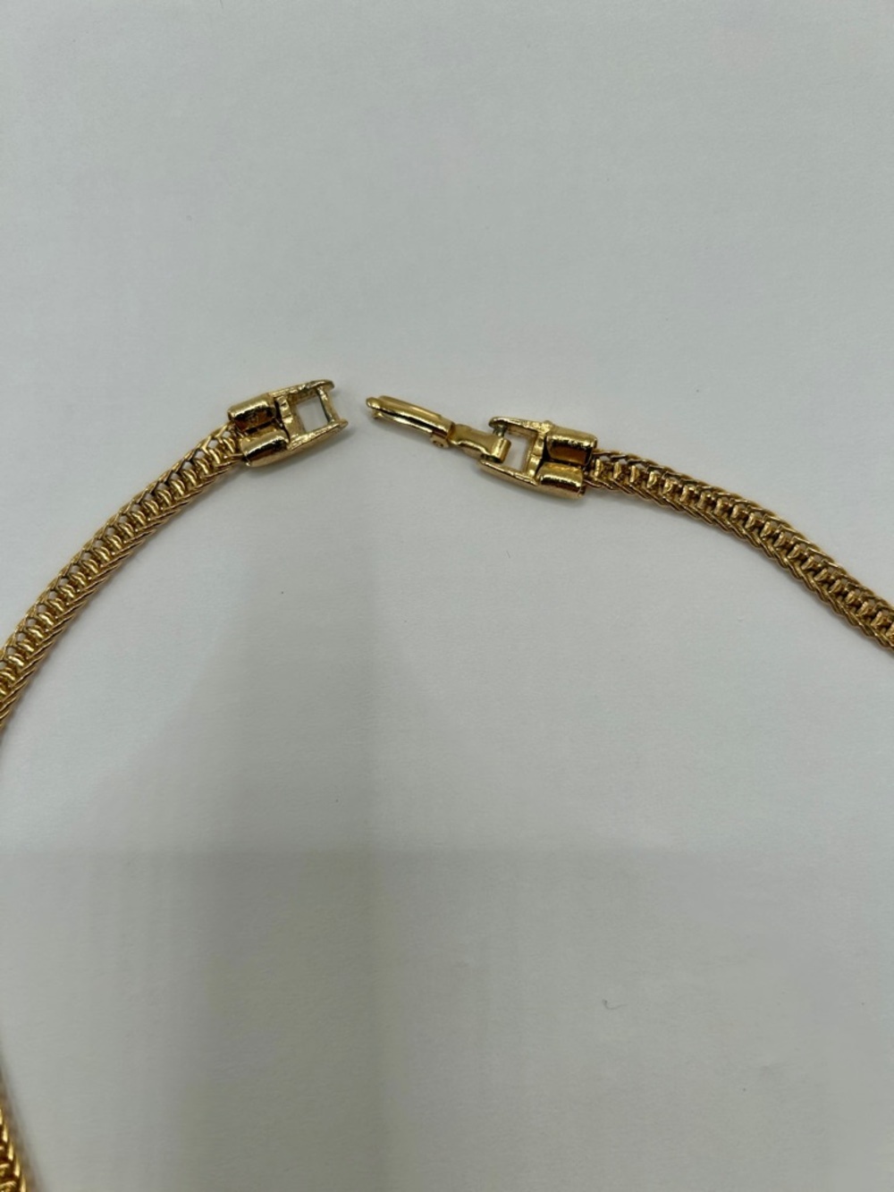 Vintage Gold Enamel Chain Necklace with Brown Tan Beige design - Picture 8 of 16
